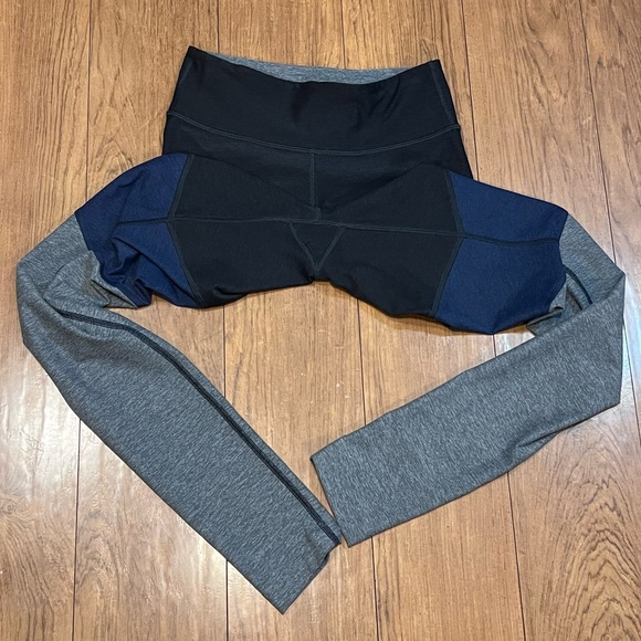 Outdoor Voices Blue & Grey Heather Color Block Athletic Work Out Leggings Sz XS - Picture 10 of 11